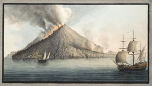 ウィリアムハミルトン卿（1730-1803）による「カンピフレグレイ：2つのシチリアの火山の観察」から1600年に出版されたムッシュファブリス、プレートXXXVIIが撮影したストロンボリ島の眺め（1776年発行）（ 作： Pietro Fabris